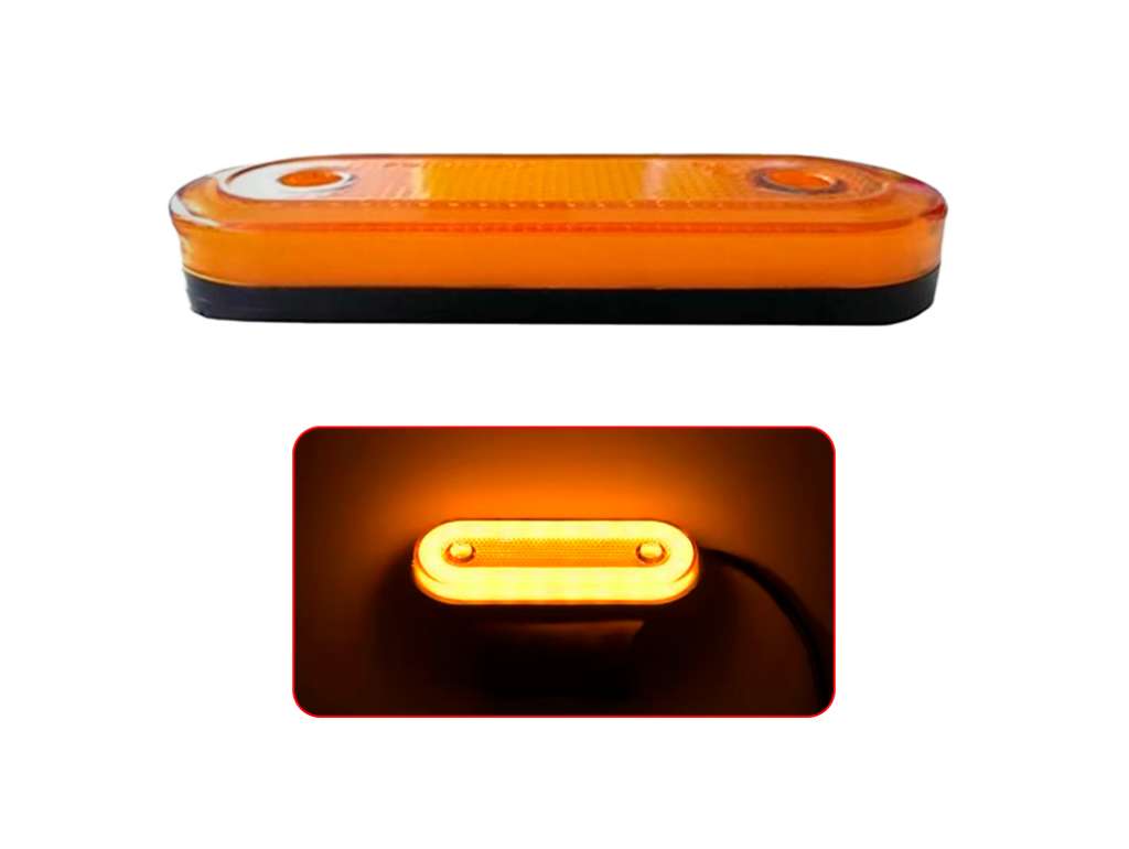 FARO LATERAL UNIV. OVAL. AMBAR LED 12/24V S/SOPORTE