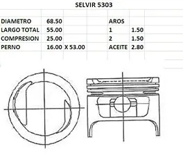 PISTONES  68.50mm SUZUKI MARUTI  STD 3 CIL TIK