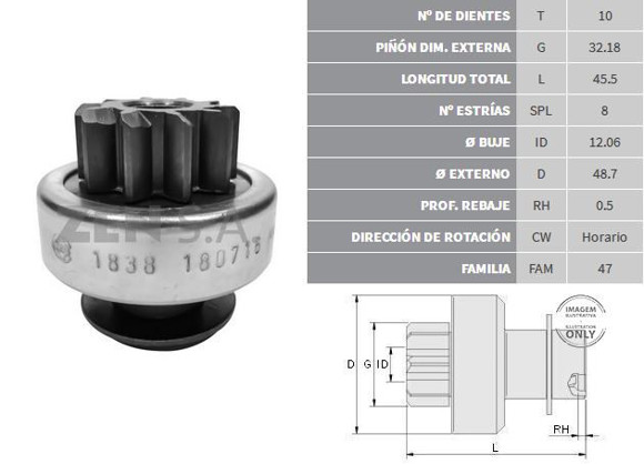 BENDIX DE ARRANQUE RENAULT DUSTER/OROCH (ZEN)