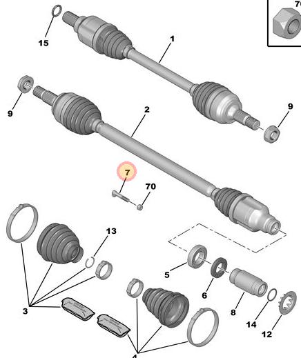 Tornillo de seguro de semieje