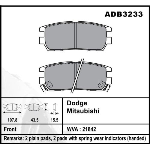 JGO. PASTILLAS FRENO MITSUBISHI MONTERO 94...L300 2000....2004 TRASERAS   107X44X15MM COMLINE