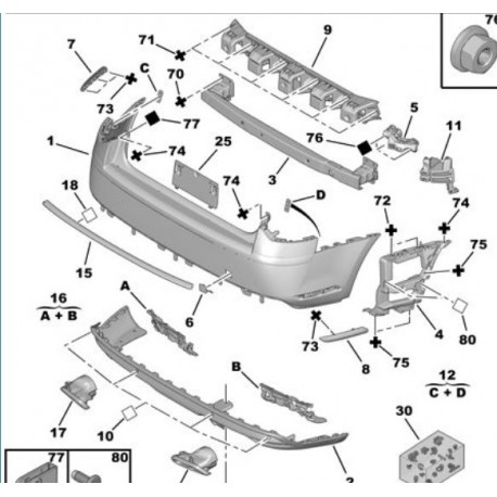 PARAGOLPE TRASERO CITROEN C3 PICASSO AIRCROSS ORIGINAL [ORIGINAL PSA]