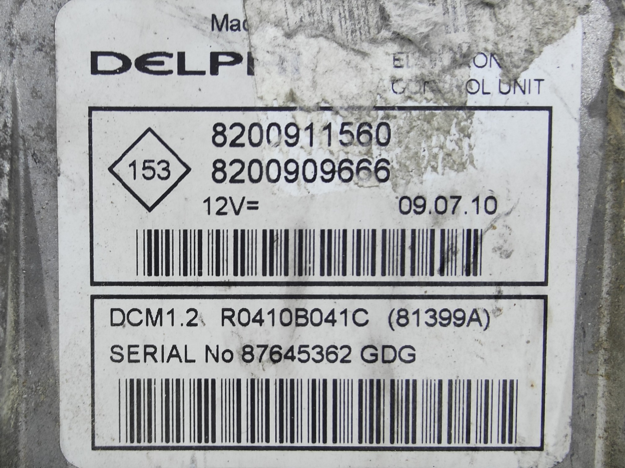 ECU de motor Renault KANGOO 1.5 DCI 2009, Ref: 10940-K3B8