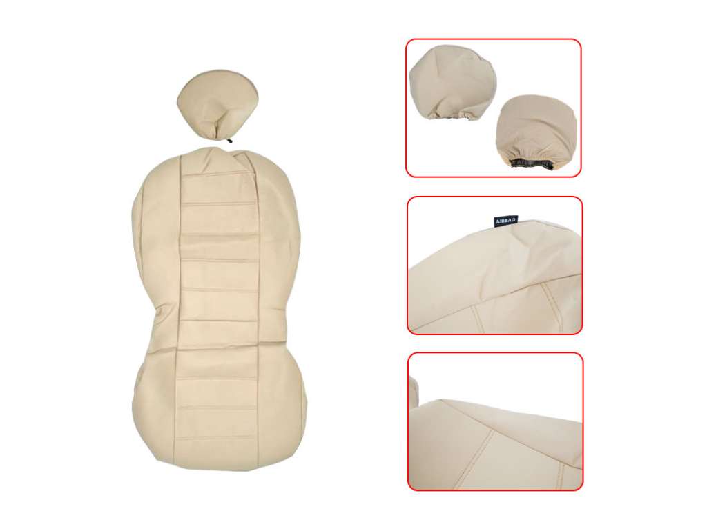 CUBRE ASIENTO UNIV. BEIGE COMPLETO ECOCUERO AIRBAG