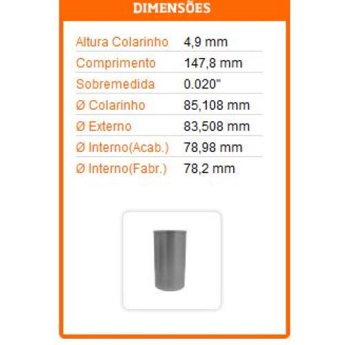 CAMISA CORSA NAFTA 1.6 INT 78.9 EXT 83.5 LARGO 147.8 SUPERMEDIDA A4950