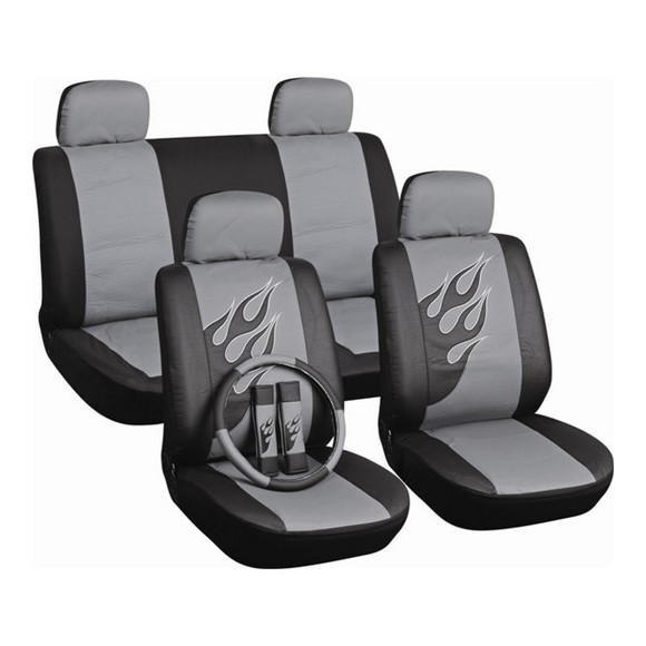 KIT JUEGO DE FUNDAS CUBRE ASIENTO + CUBRE VOLANTE