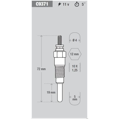 CALENTADOR NISSAN CAMIONETA 720 SD22 SD23 SD25 SD20 PATROL KESSEL 72/19mm 11v