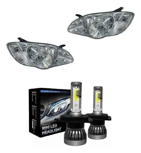 Kit Semiopticas Byd F3 Con Lampara Led H7 Luces Corta Larga