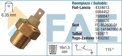 Bulbo interruptor de temperatura con luz