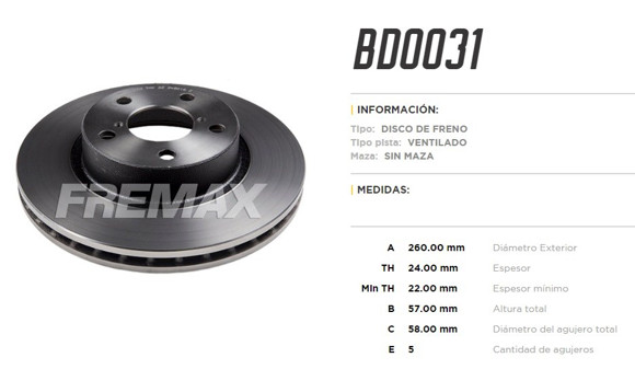 DISCO DE FRENO SUBARU IMPREZA/LEGACY DELANTERO