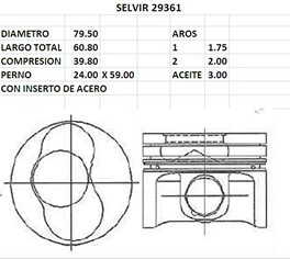 PISTONES 79.50mm VW GOL 1.9D STD