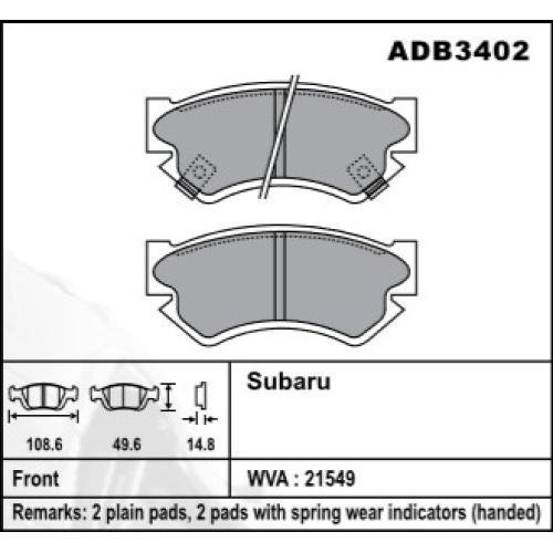 JGO. PASTILLAS FRENO SUBARU 109X50X15MM (21547)