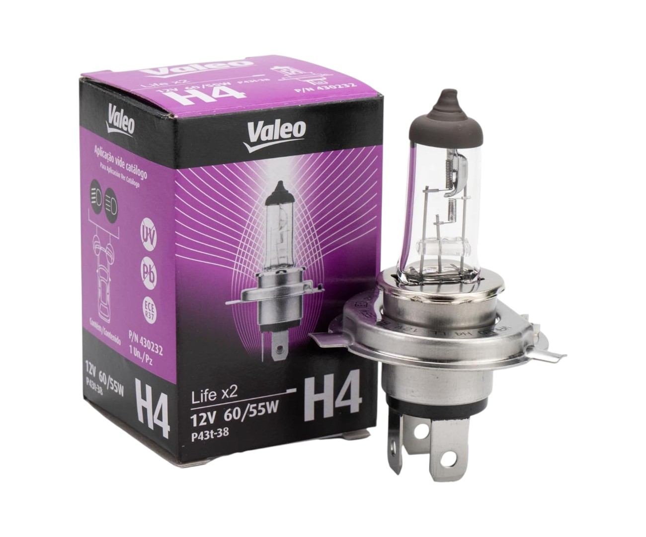 LAMPARA HALOGENA H4 12V 55/60W LIFE X2