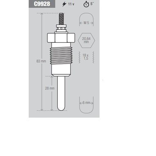 CALENTADOR MERCEDES BENZ 220D LAPIZ 11V GV626 001599101