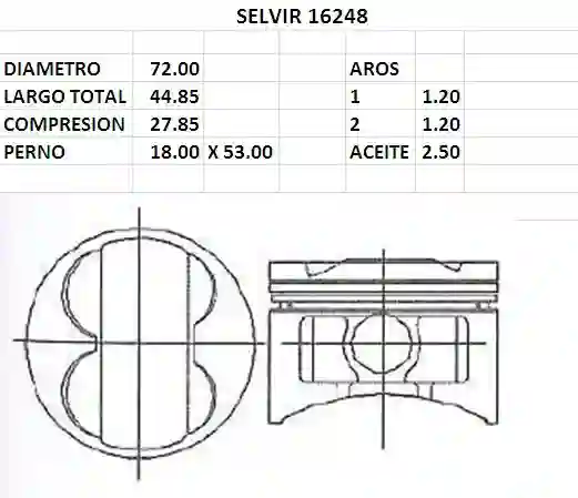 PISTONES  72mm CHERY QQ (3 Cil)  STD