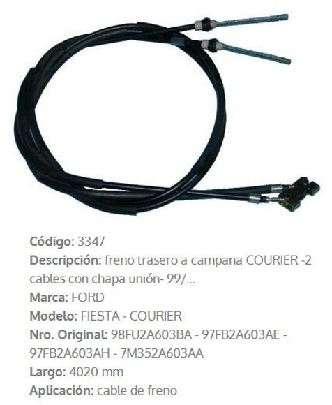 CABLE DE FRENO TRASERO FORD COURIER 1997 4020MM