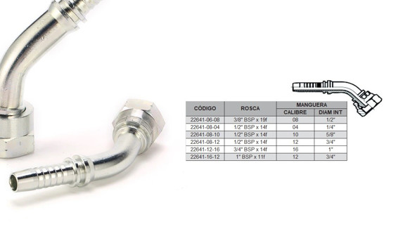 HEMBRA CURVA 45° 1/2'' BSP X 14F 04 MANG.1/4''