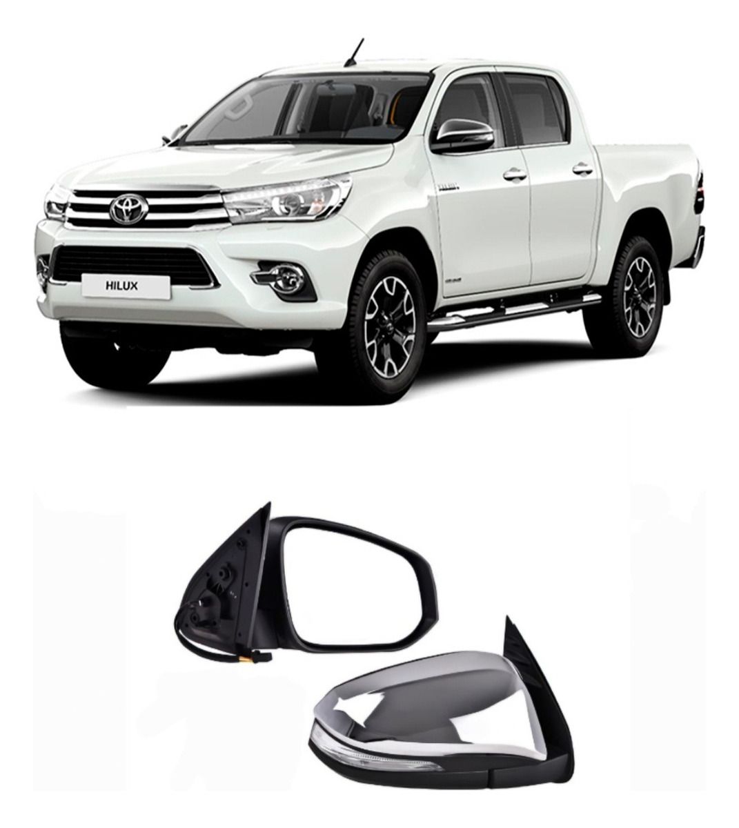 Espejo Toyota Hilux 2016 2023 Derecho Cromado Luz