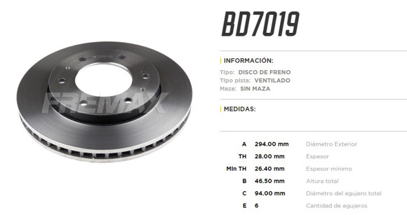 DISCO DE FRENO MITSUBISHI L200 SPORTERO 2008-