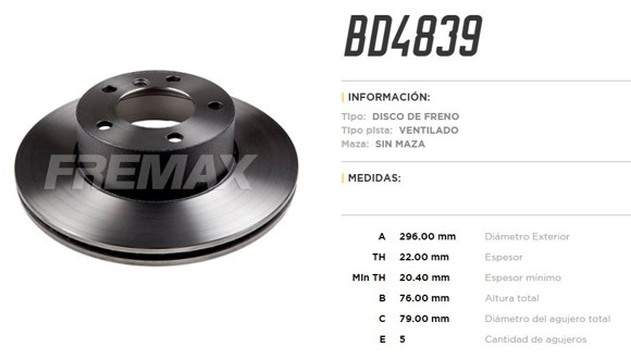 DISCO DE FRENO BMW SERIE 5 95-E39/525 TDS 1995-