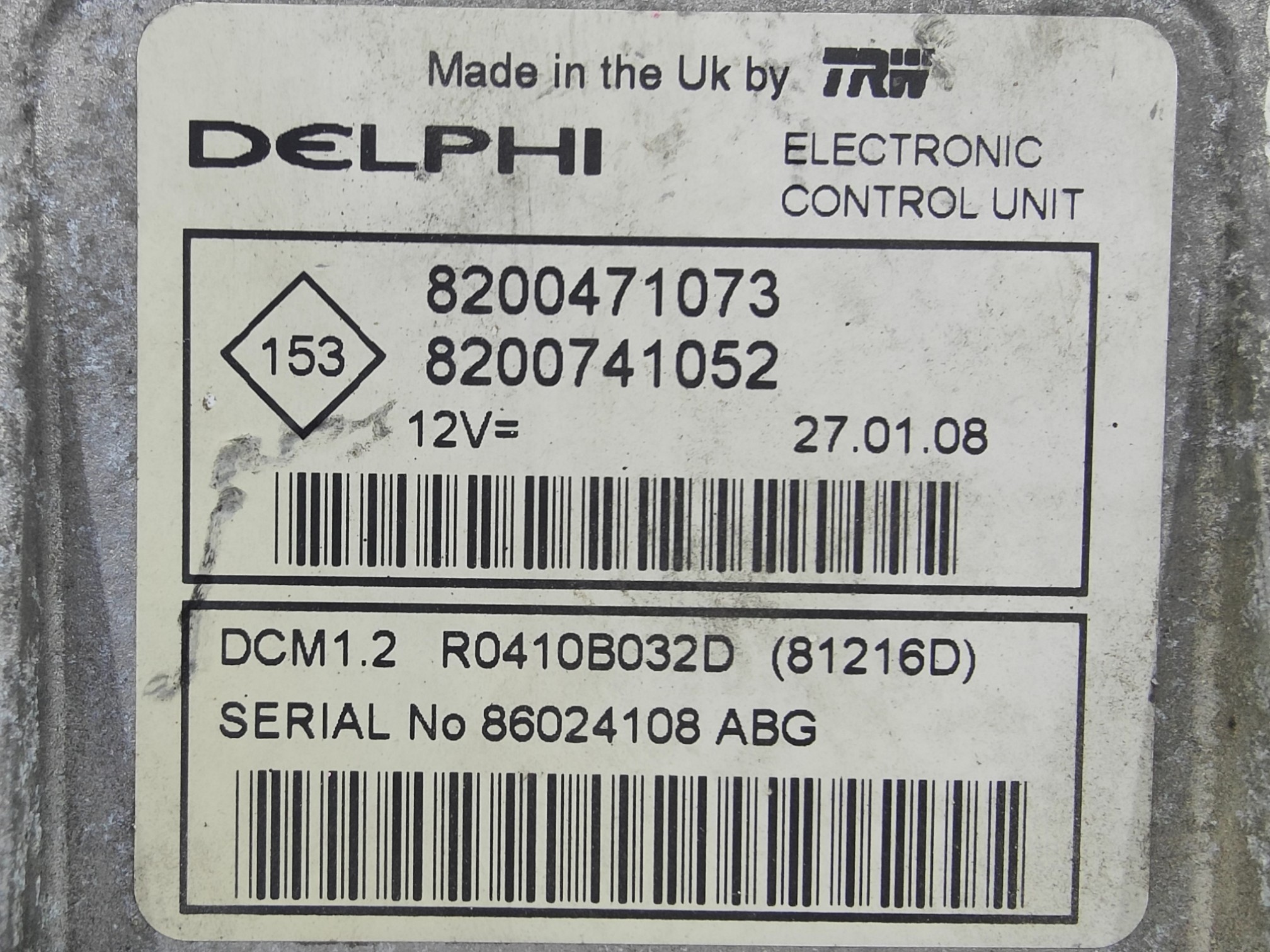 ECU de motor Renault TWINGO II 1.5 DCI 65HP , Ref: 8292-K3B11