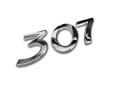 MONOGRAMA ADHESIVO PEUGEOT 307 "307" BRILLANTE ORGINAL CROMO [ORIGINAL PSA]