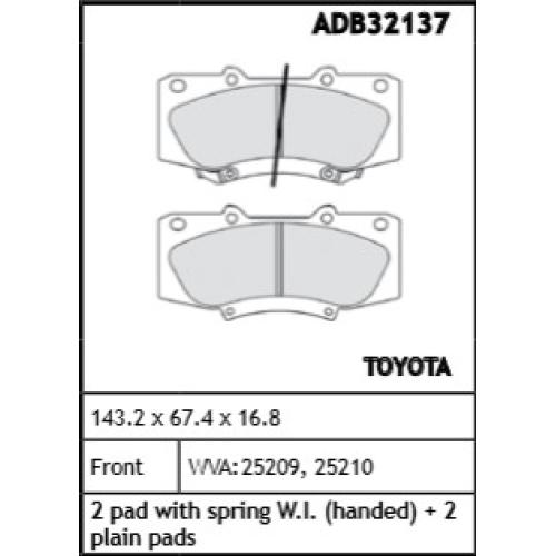 JGO. PASTILLAS FRENO TOYOTA HILUX 2.5/3.0 (D4D) 2009...143X67X17MM (25209/25210) 2.7 NAFTA