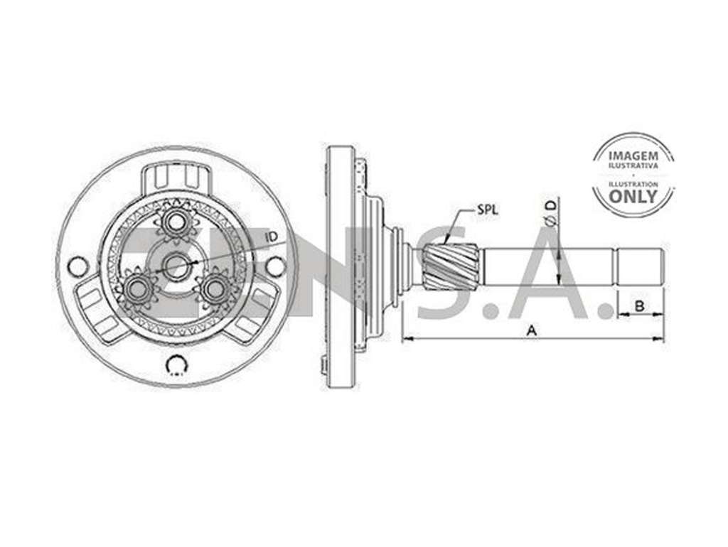 Reductor de arranque para motor de partida tipo Delco