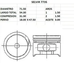 PISTONES  71.50mm HYUNDAI ACCENT 1300  STD