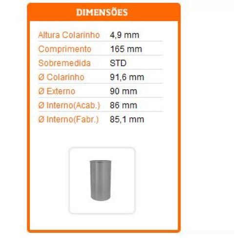 CAMISA KIA BESTA 2 2L PARA BLOCK NO ENCAMISADO 165X91 6 X90X86 A4582 >
