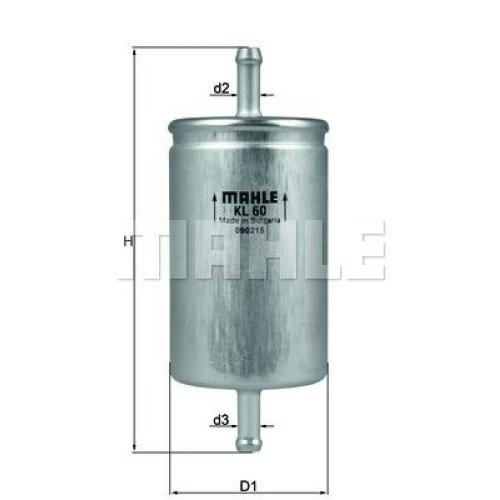 FILTRO NAFTA UNIVERSAL INYECCION MAHLE 140X55MM 2 PICOS DE 8MM