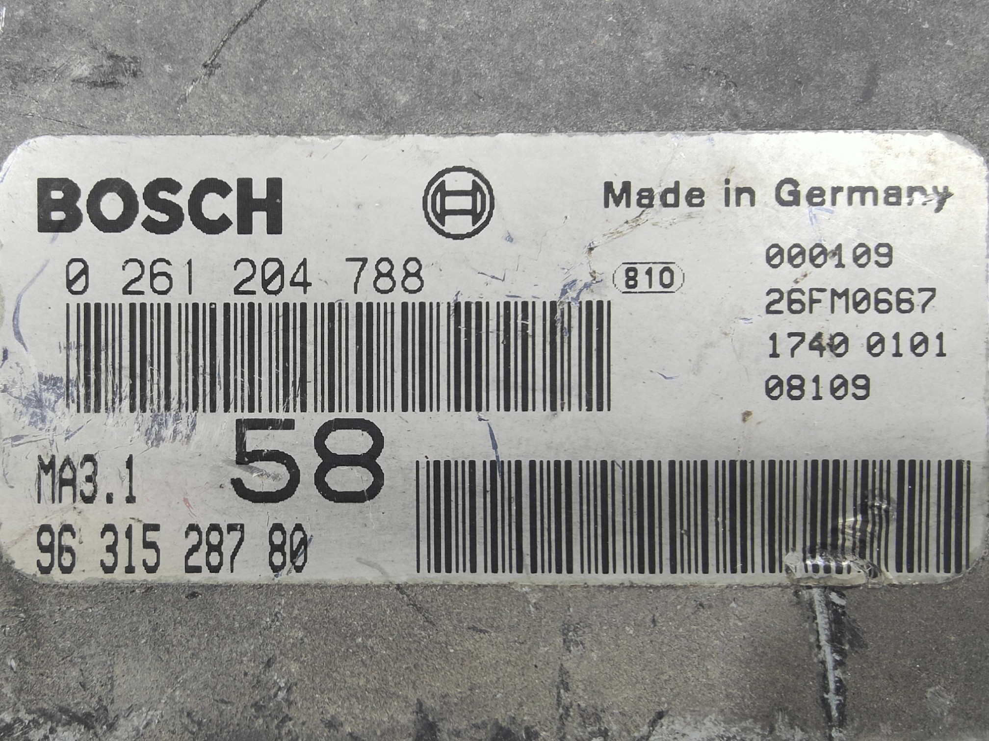 ECU de motor Peugeot Citroen 1.1i 8V 2000, Ref: 11066-K3C9