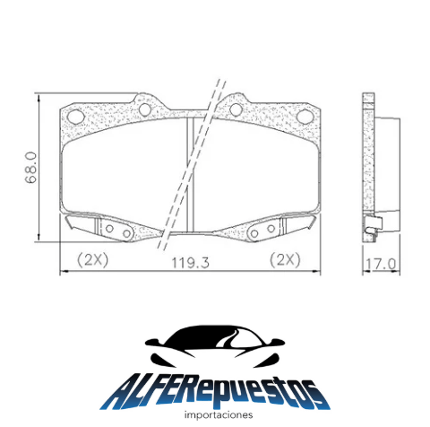 -PASTILLAS FRENO TOYOTA HILUX 2.5-3.0 4X4 2005/