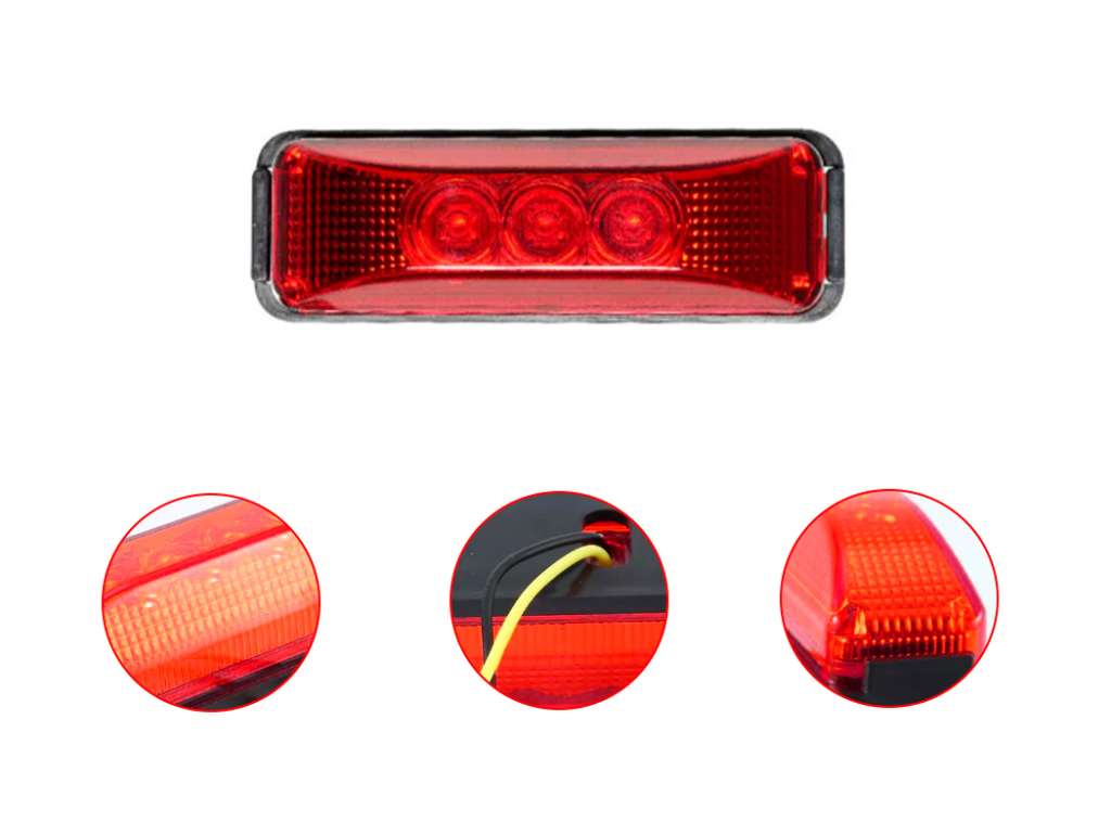 FARO LATERAL UNIV. RECT. LED ROJO 12/24V. C/U
