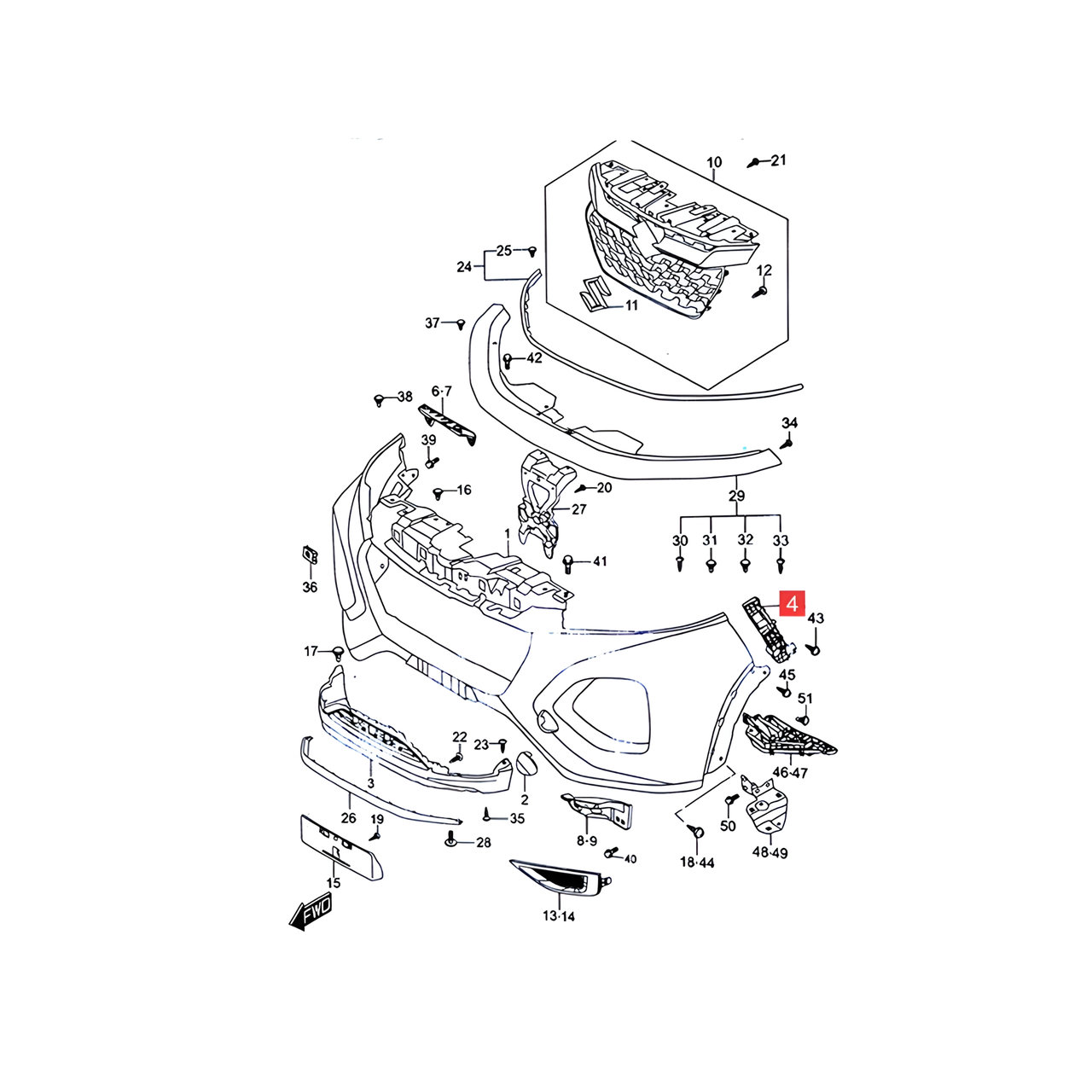 GUIA PARAGOLPE DELT. DER. -ORIGINAL-