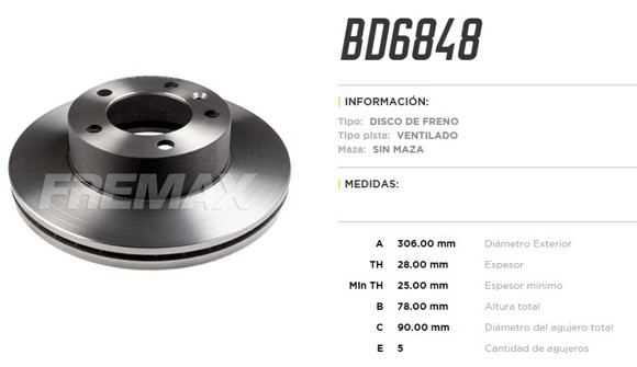 DISCO DE FRENO RENAULT MASTER 1.9/2.0/2.2/2.5/2.8D 2000
