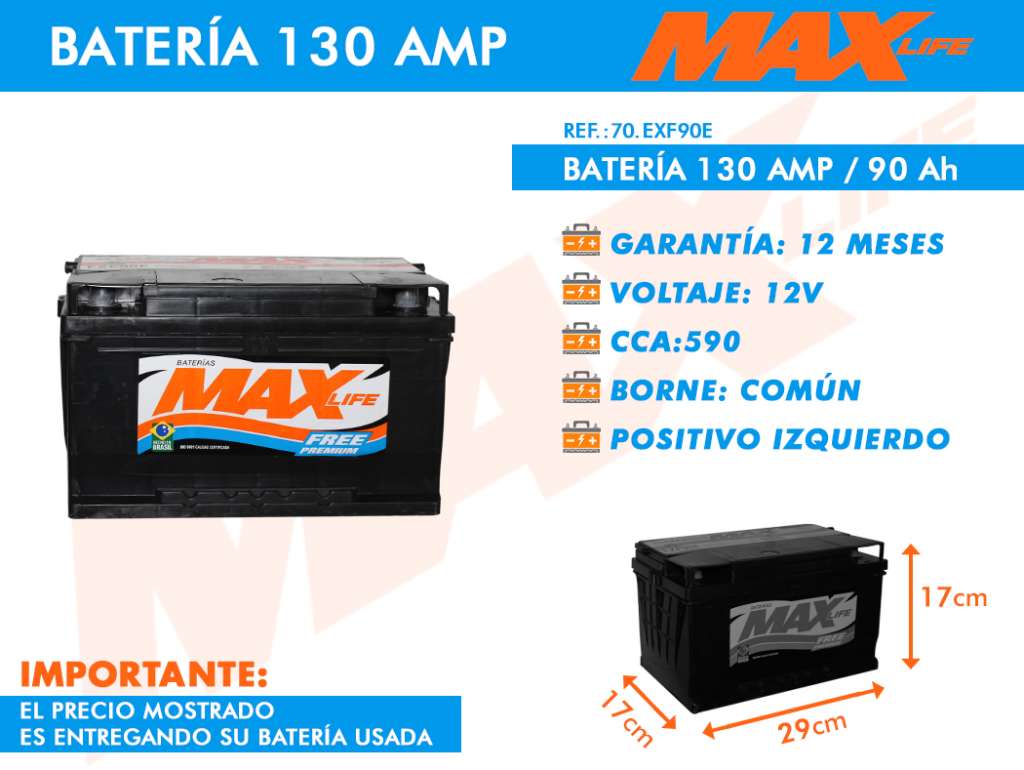 BATERIA MAX 90/130 29X17X17 IZQ