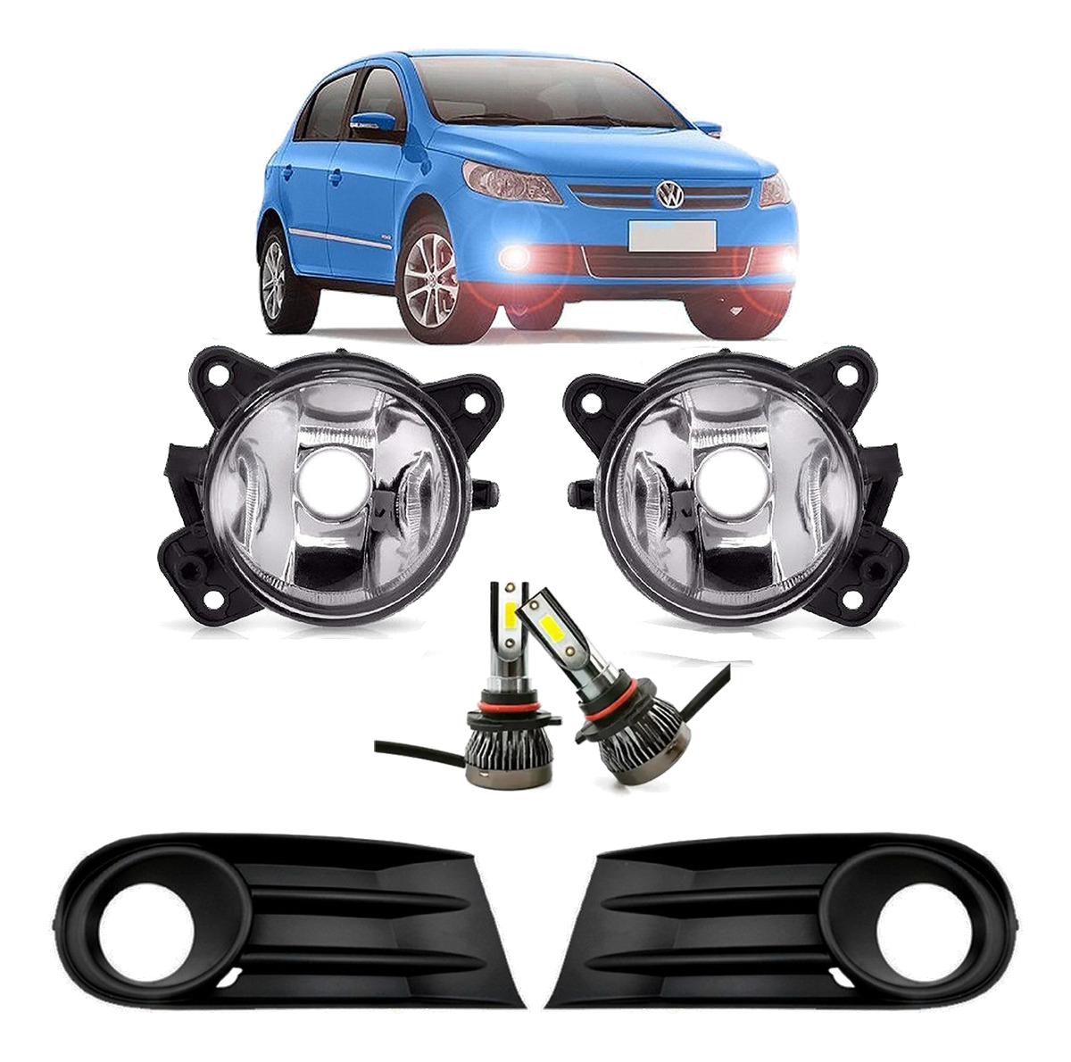 Kit de 2 faros camineros con LED y 2 rejillas