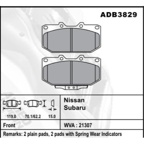 JGO. PASTILLAS FRENO SUBARU IMPREZZA 97.... 119X62X15-119X70X15MM (21854/856)