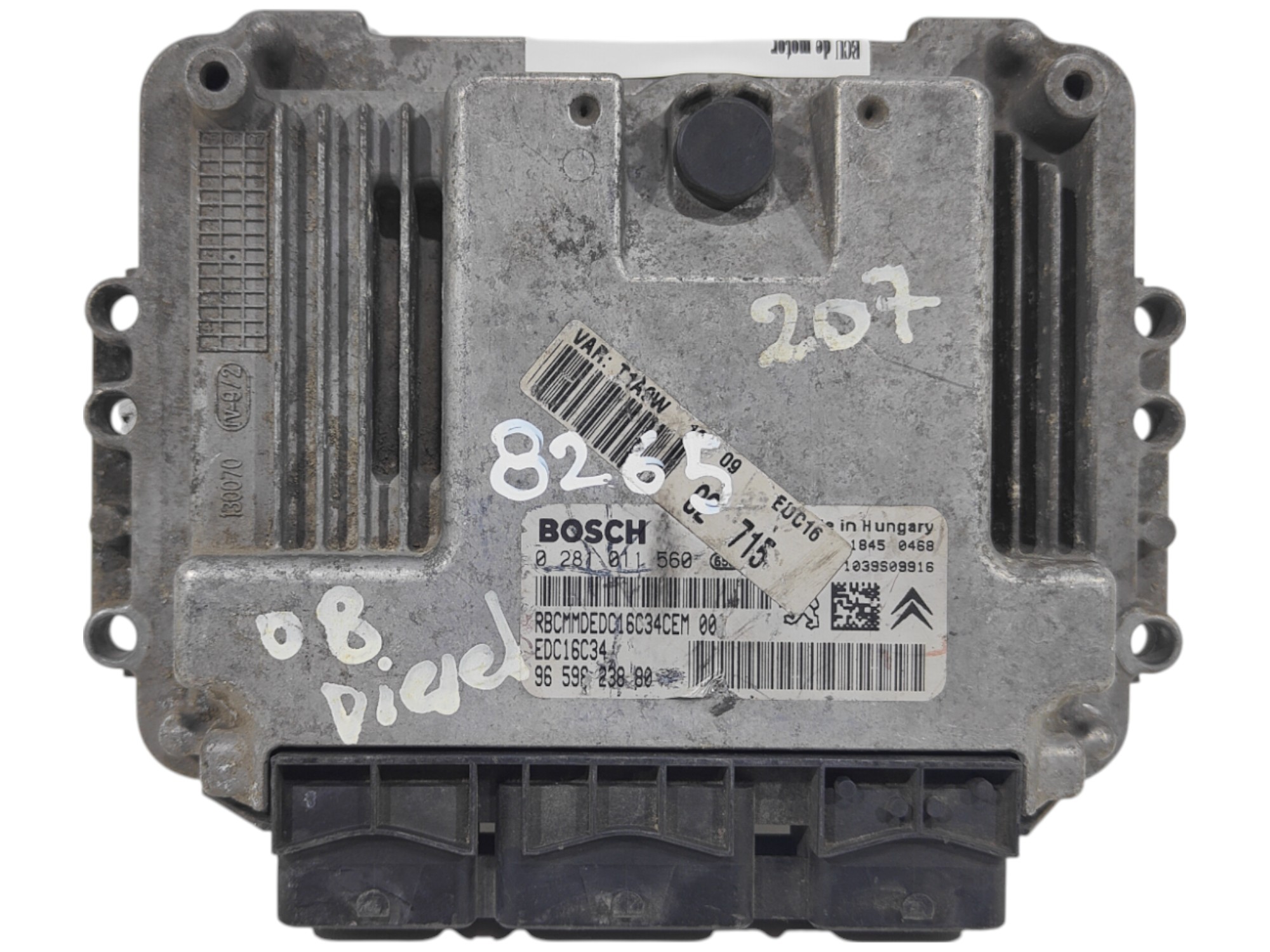 ECU de motor Peugeot 207 1.4 HDI 2008, Ref: 8265-K3B12