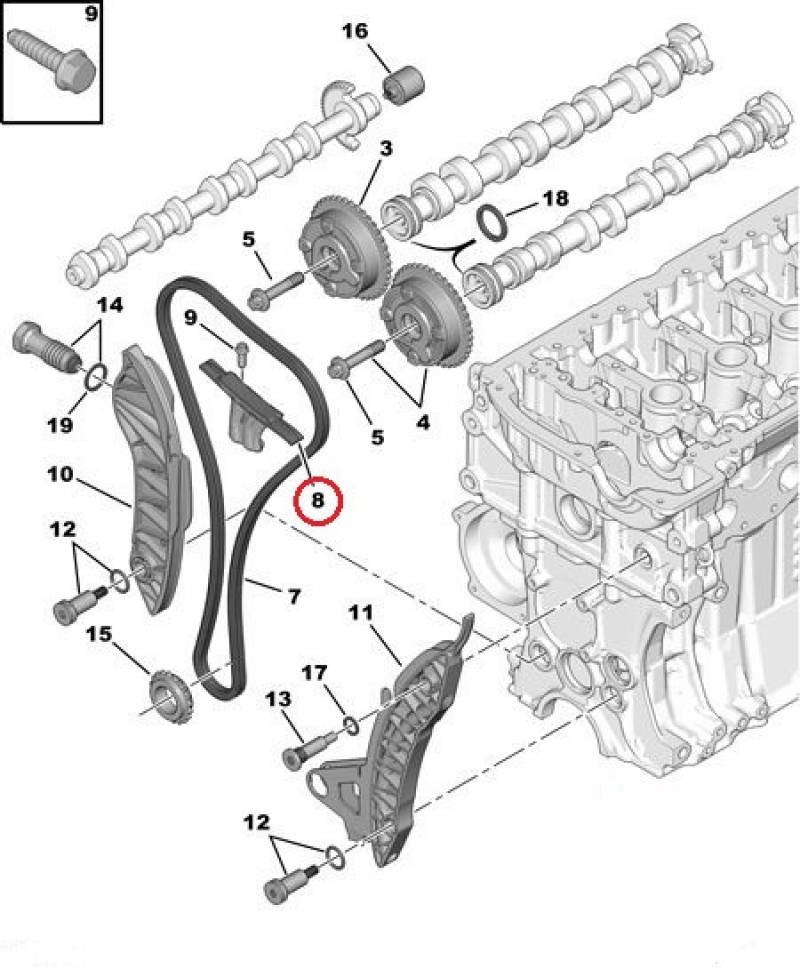 PATIN TENSOR CADENA DISTRIBUCION CITROEN PEUGEOT 208 301 C-ELYSEE C3 EP3 EP6 [ORIGINAL PSA]