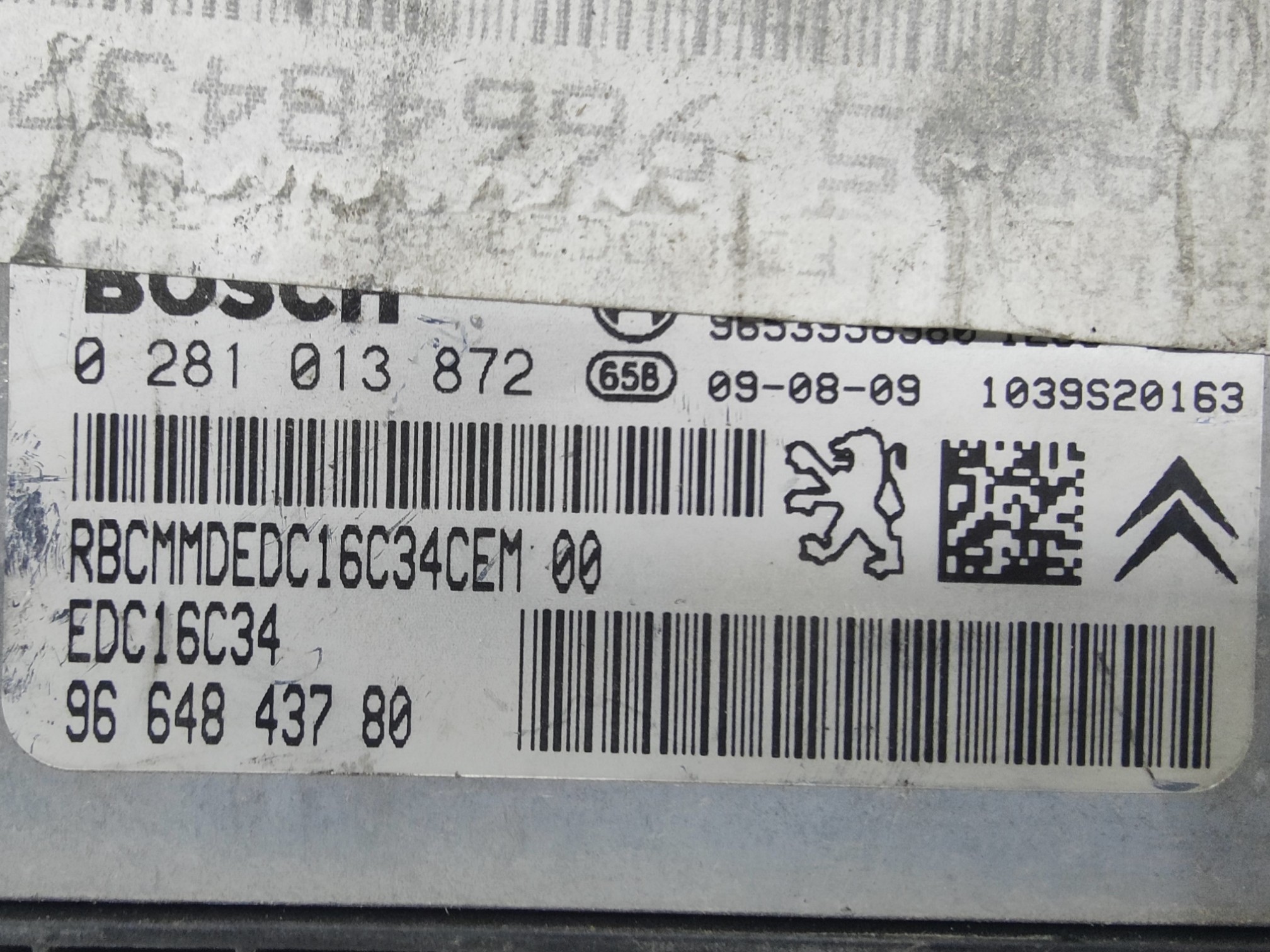 ECU de motor Peugeot Citroen 1.6 HDI 2009, Ref: 10923-K3B7
