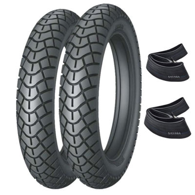 Juego de neumáticos con cámara para motocicleta, medidas 2.75-18 y 90/90-18