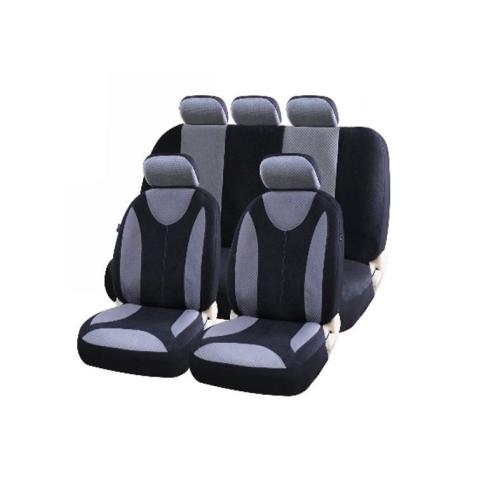 JGO. FUNDAS 4 ASIENTOS AUTO HIGH 11 PIEZAS COLOR NEGRO C/GRIS