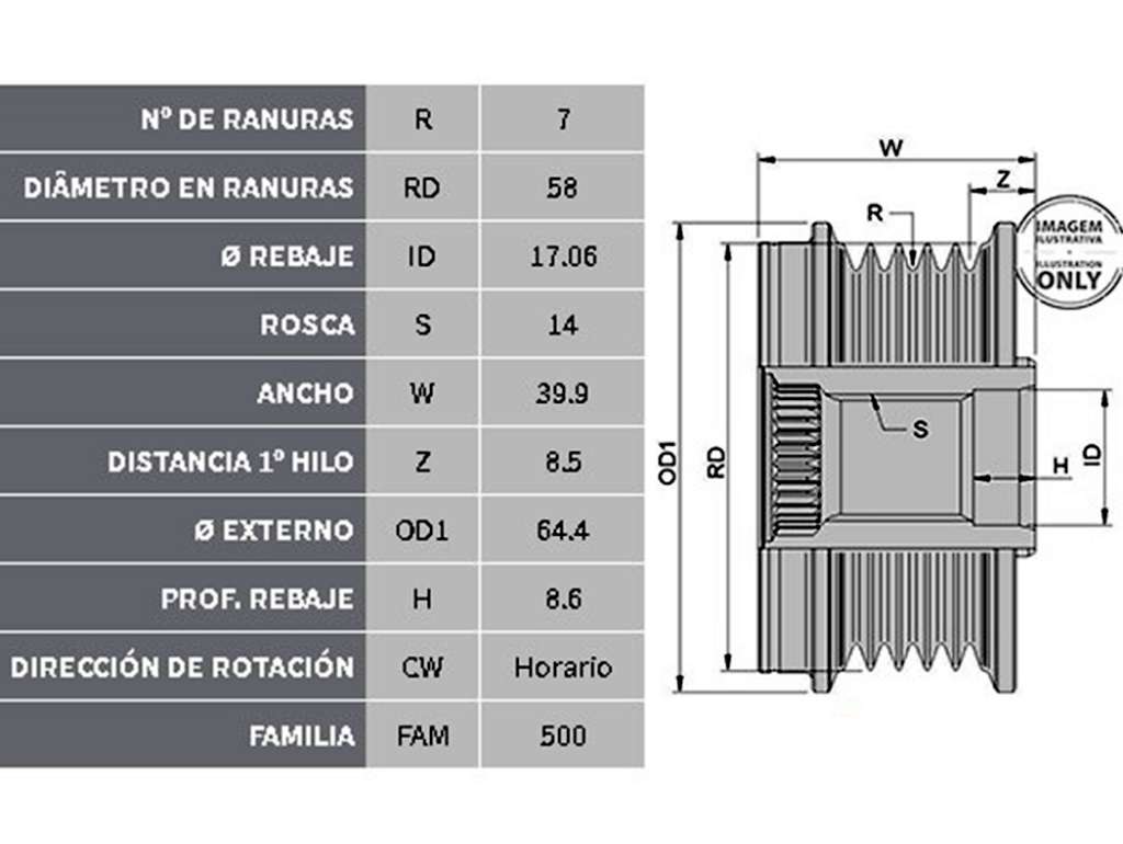 POLEA ALTERNADOR N-DENSO TO HILUX 3.0TD