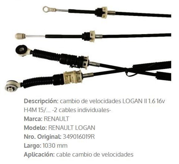 CABLE SELECTOR DE CAMBIOS RENAULT LOGAN/SANDERO 1.6 16V 2015