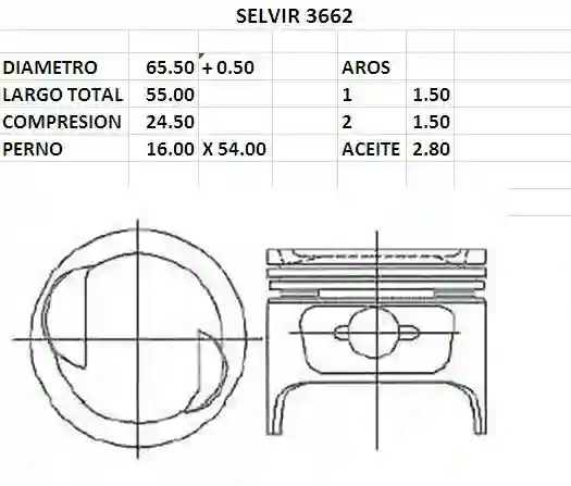 Juego de pistones para Suzuki Super Carry, 65.50 mm, sobremedida 0.50, para motor de 4 cilindros