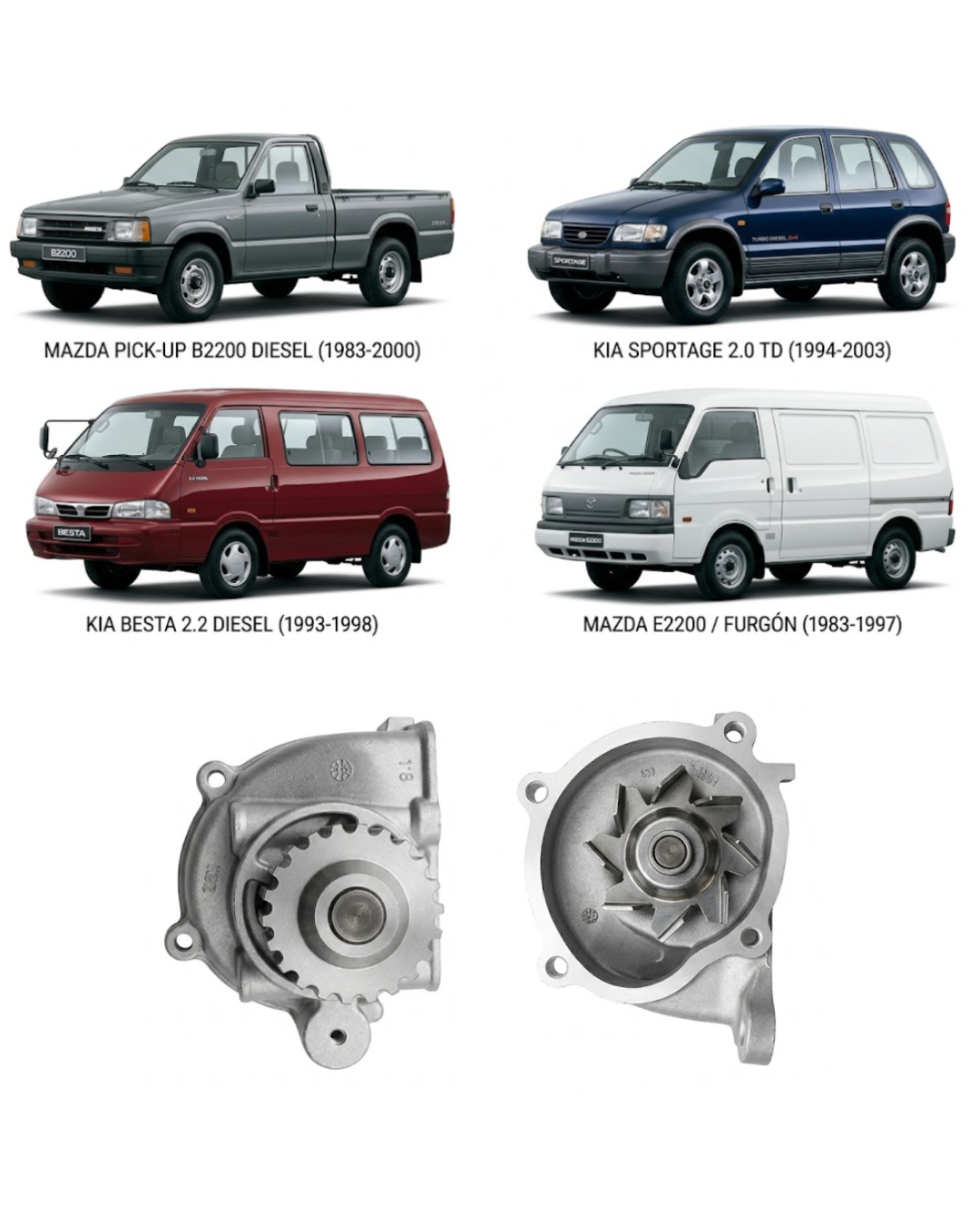 Bomba de Agua NPW – Mazda B2200 / Kia Sportage 2.2 Diesel (Modelos 1983 a 2003)
