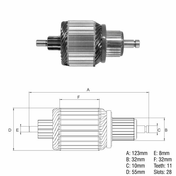 INDUCIDO 12V CHEVROLET VECTRA/ASTRA 2.0 (123X55X11X32,3)