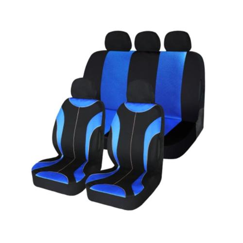 JGO. FUNDAS 4 ASIENTOS AUTO HIGH 9 PIEZAS COLOR NEGRO C/AZUL